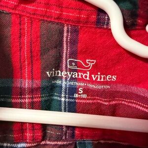 Vineyard Vines Red and Green Plaid Cotton Shirt